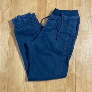 Abercrombie and Fitch navy blue chino joggers.